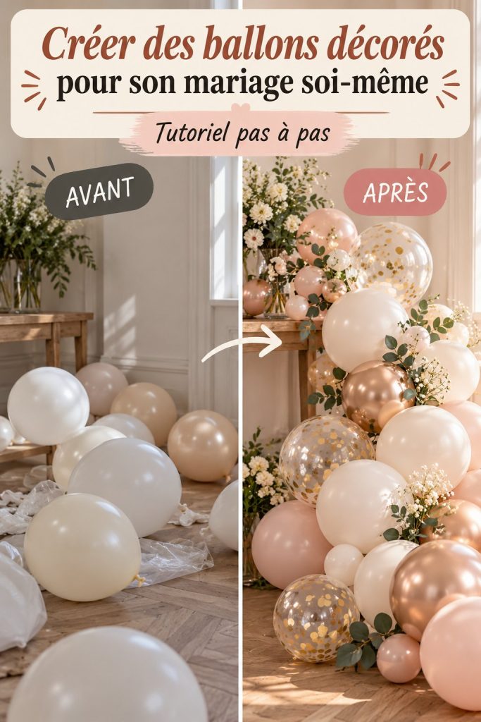 Ballons décorés pour un mariage, colorés et élégants
