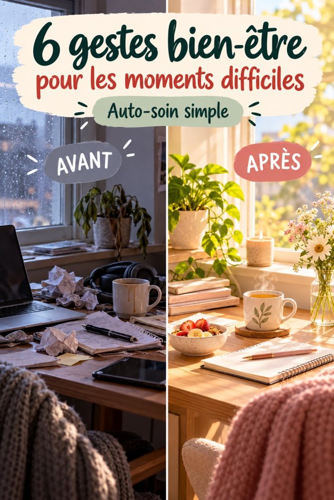 Image illustrant des gestes bien-être à pratiquer durant les moments difficiles