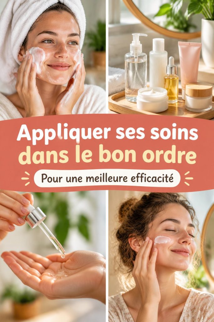 Personne appliquant des produits de soin sur son visage dans le bon ordre pour une peau rayonnante
