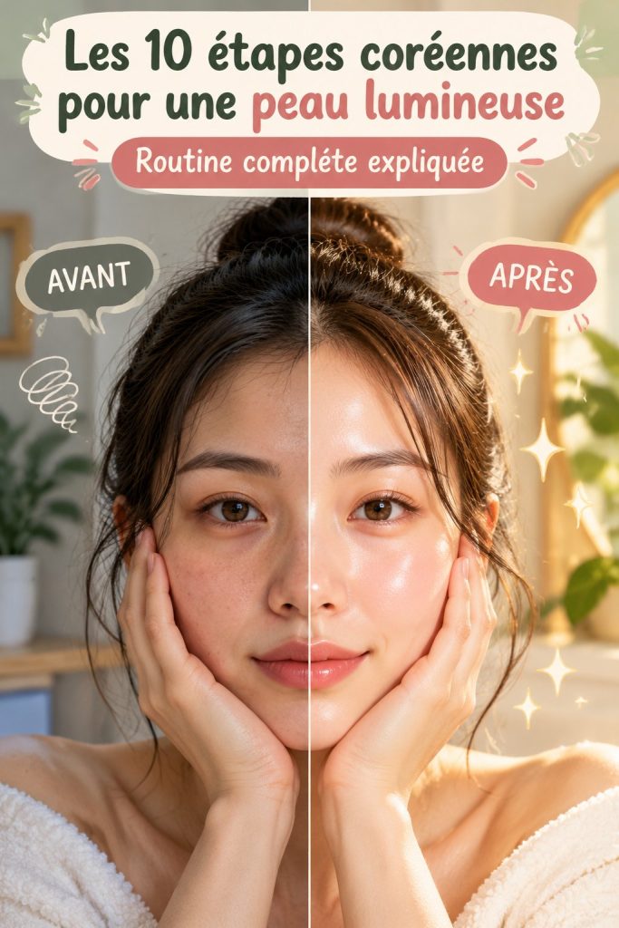 Routine de soin coréenne en 10 étapes pour une peau lumineuse