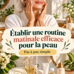 Une femme appliquant une crème sur son visage lors d'une routine de soin matinale.
