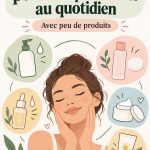 Femme appliquant des soins sur son visage pour une routine minimaliste de soins de la peau.
