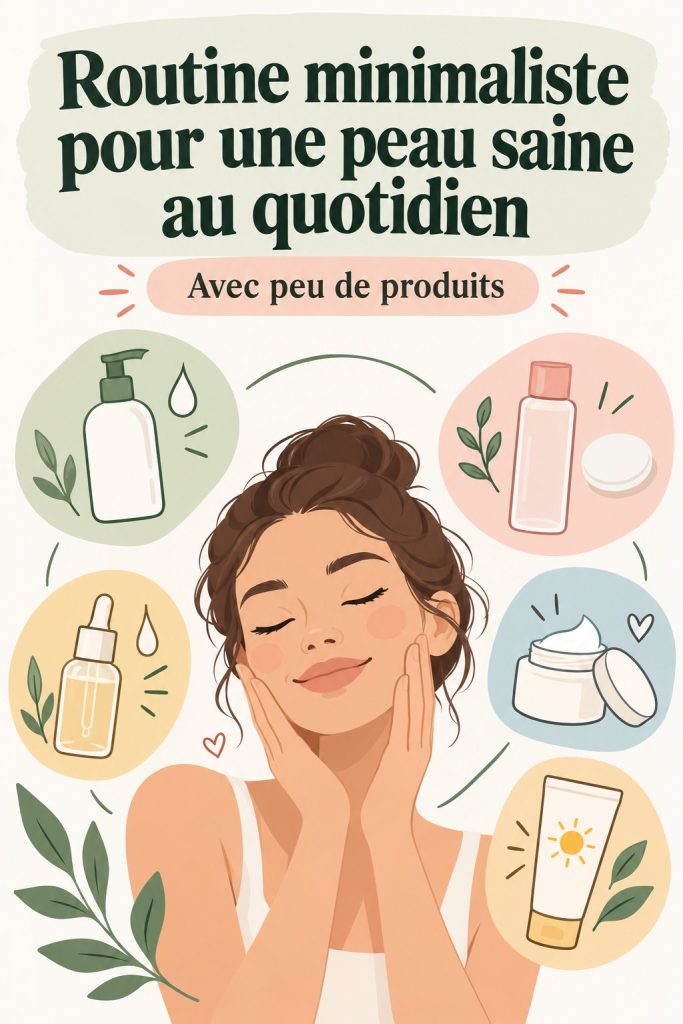 Femme appliquant des soins sur son visage pour une routine minimaliste de soins de la peau.